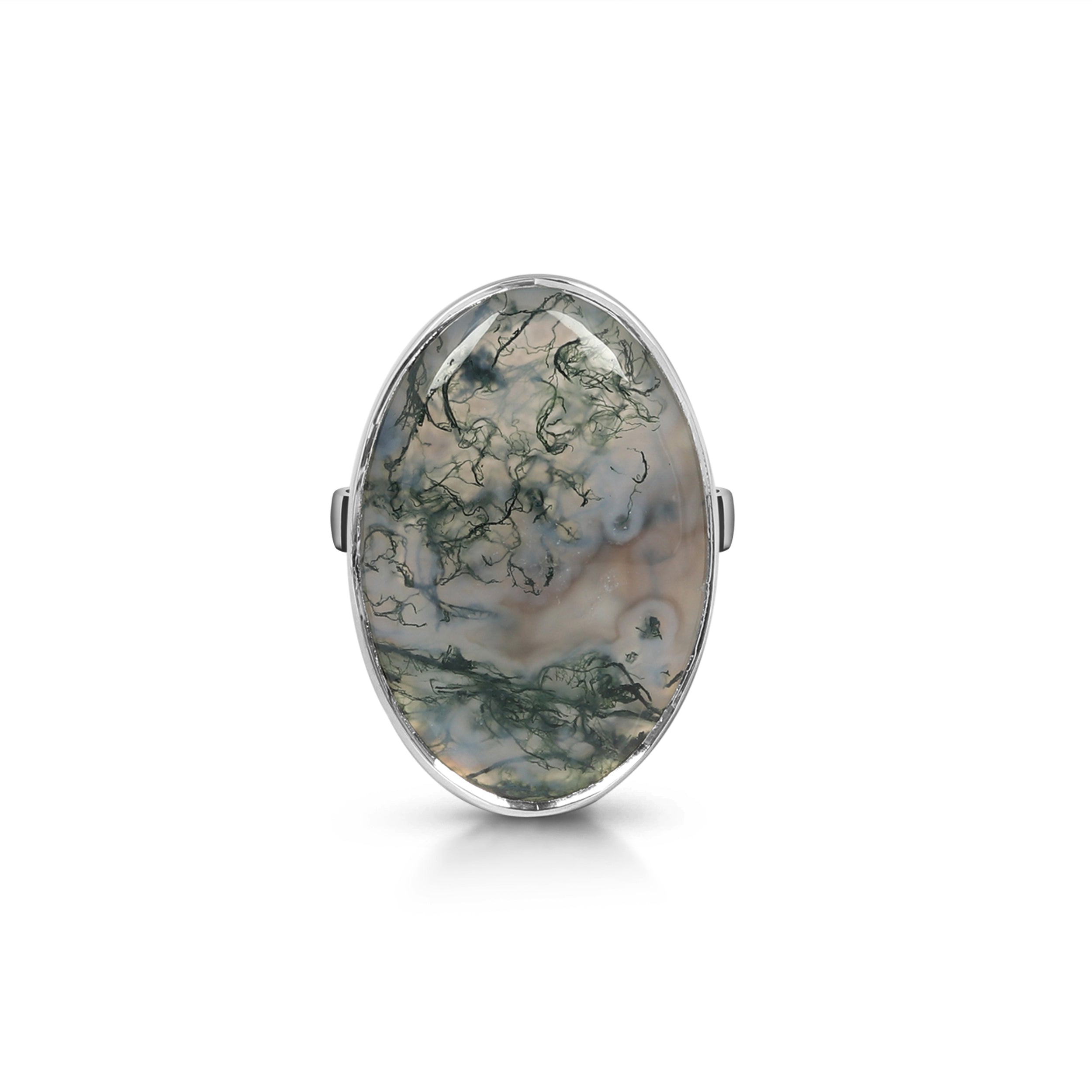 Moss Agate Adjustable Ring-(MOA-R-31.)